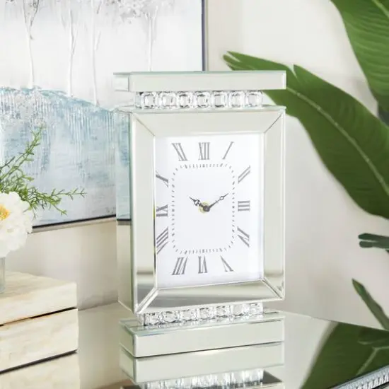 Silver MDF Glam Clock, 14" x 8" x 3" {8}
