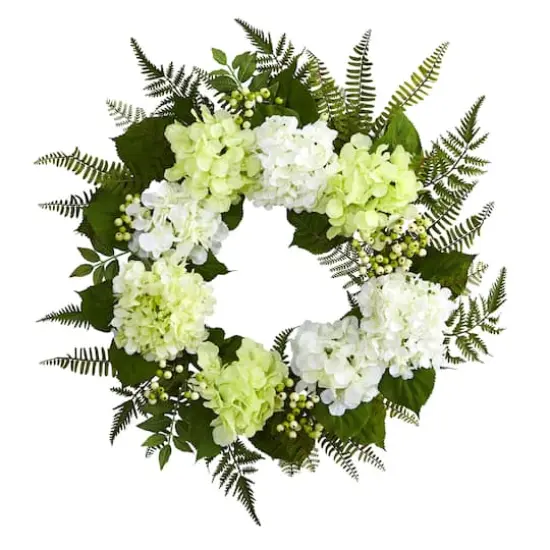 24&rdquo; White Hydrangea Berry Wreath {1}