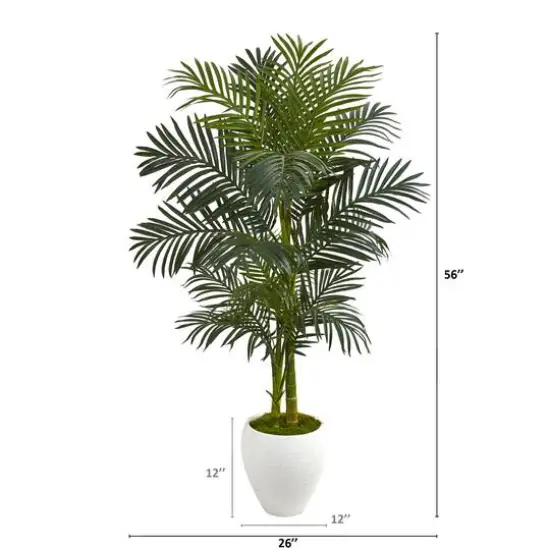 4.6ft. Golden Cane Artificial Palm Tree in White Planter {3}