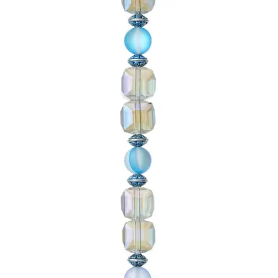 Aqua Mixed Glass Round & Cube Beads by Bead Landing&trade; {1}