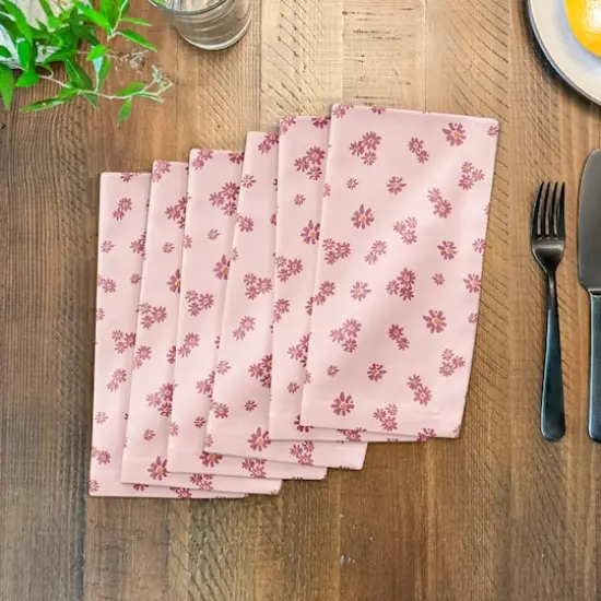 Daisy Pattern Cotton Twill Napkin Pink {4}