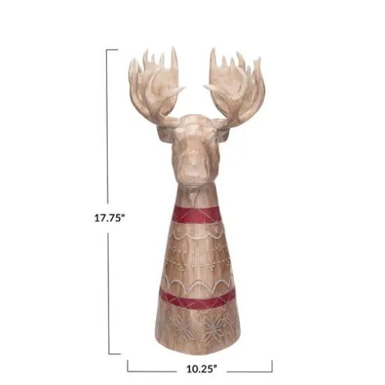 Hello Honey&reg; 17.75" Whitewashed Woodgrain Carved Moose Tabletop Accent {5}
