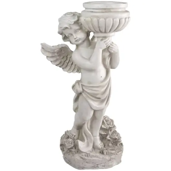 17.5" Cherub Angel Bird Bath Outdoor Garden Statue {1}