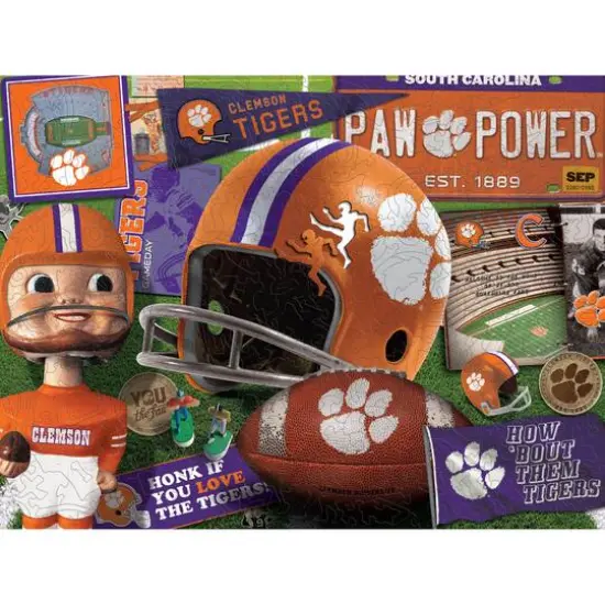 College Football Wooden Retro Series 333 Piece Jigsaw Puzzle Clemson Tigers {1}