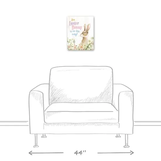Easter Bunny On His Way 11" x 14" Canvas Wall Art {6}