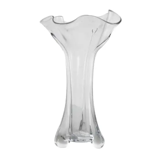Clear Abstract Fluted Tulip Glass Vase {4}