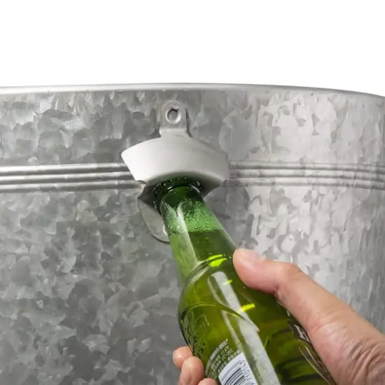 Glitzhome&reg; 26" Galvanized Beverage Tub Accent Table {6}