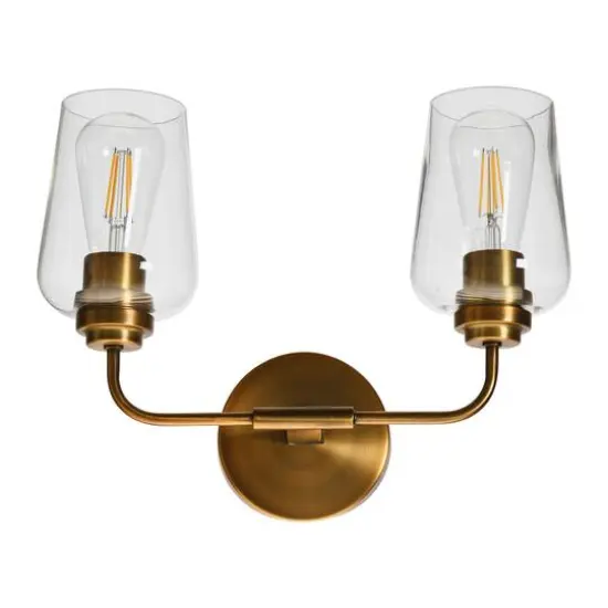 Hello Honey&reg; Robert Stevenson Lighting Holden Metal & Glass 2-Light Vanity Brushed Bronze {6}
