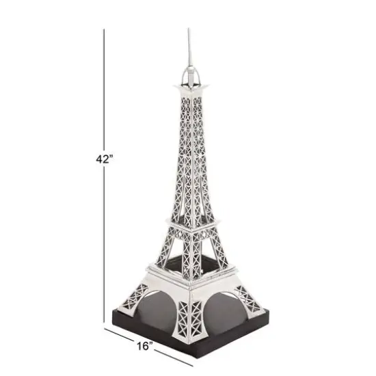 42" Silver Aluminum Eiffel Tower Sculpture {6}