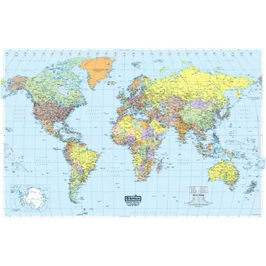 50" x 33" Laminated World Map {1}