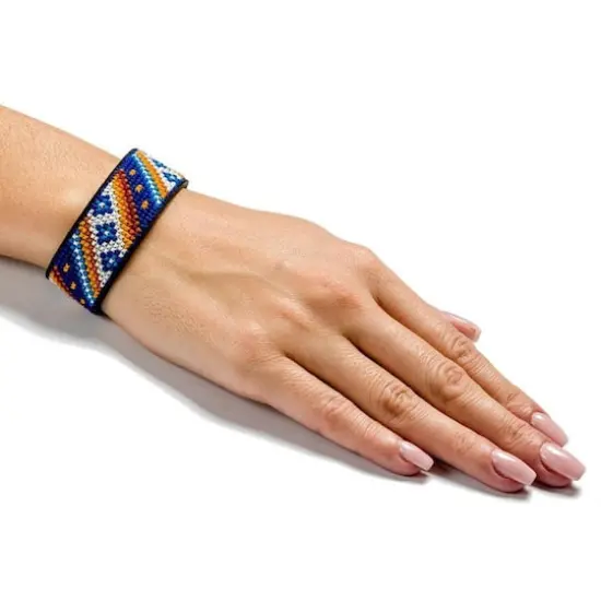 Wonderland Crafts Diagonal Blue Artificial Leather Cross Stitch Bracelet Kit {5}