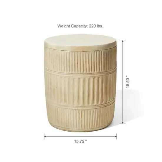 Glitzhome&reg; 18.5" Multi-Functional Textured Garden Stool Cream {9}