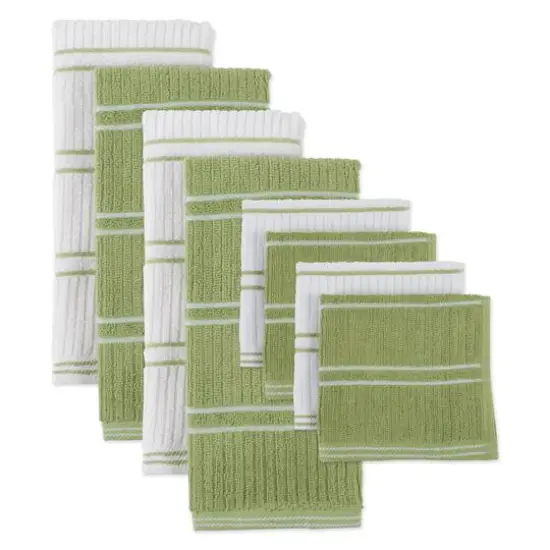DII&reg; Green Ribbed Terry Dishtowel & Dishcloth Set {4}
