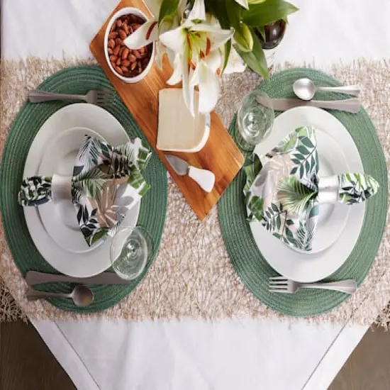 DII® Round Variegated Braided Polypropylene Placemats, 6ct. Sparkle Green {9}
