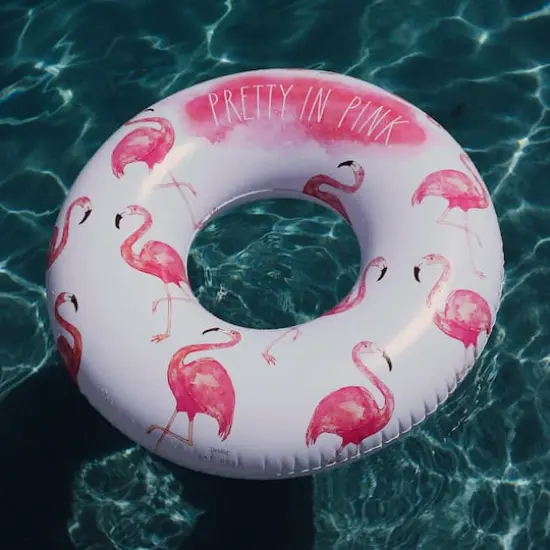 Rae Dunn 4ft. Pretty in Pink Flamingo Pattern Ring Float {4}
