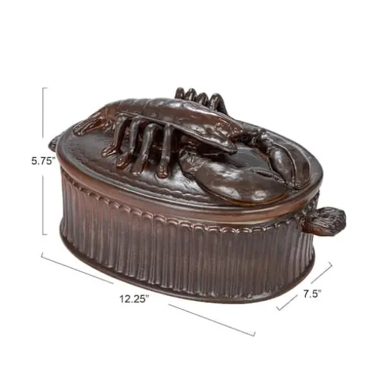 Hello Honey&reg; 12.25" Matte Brown Stoneware Baker with Lobster Design {5}