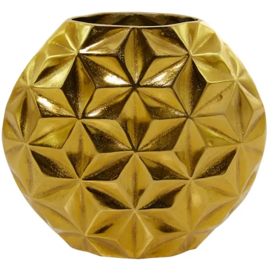 CosmoLiving by Cosmopolitan Aluminum Faceted Geometric Vase Gold {1}