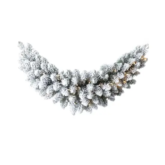 Glitzhome&reg; 36" Pre-Lit Snow Flocked Christmas Swag with LED Lights {1}