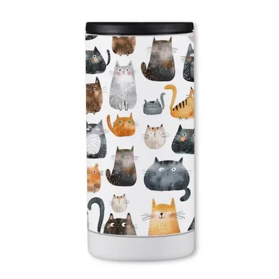 Watercolor Kitty Pattern 12oz. Koozie {3}