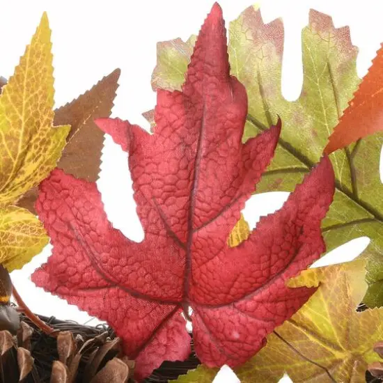 32" White Harvest Sunflowers & Pumpkins Wreath {6}