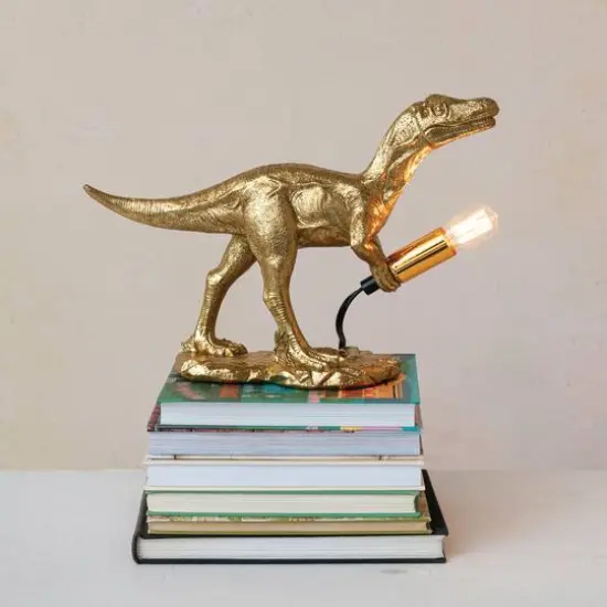 Hello Honey&reg; 15.4" Gold Colored Dinosaur Table Lamp {3}
