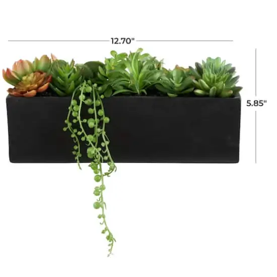 13" Green Faux Foliage in Black Planter {5}