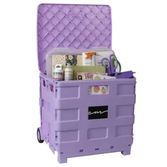 Everything Mary Collapsible Rolling Cart with Lid Purple {9}