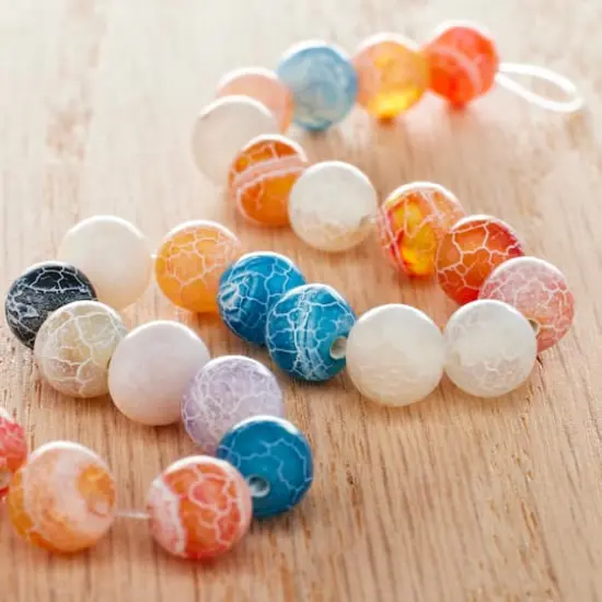 Matte Multicolor Crackled Agate Round Beads, 8mm by Bead Landing&trade; {3}