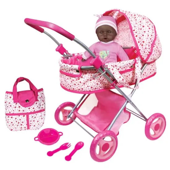 Lissi Dolls Deluxe Doll Pram with 13" African American Baby Doll {1}