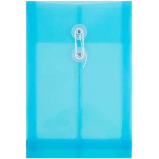 JAM Paper 6.25" x 9.25" Blue Plastic Button String Open End Envelopes, 12ct. {1}