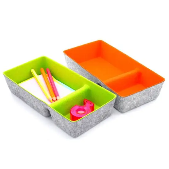 Welaxy Felt 2 Piece Divided Drawer Organizer Trays Gray {2}