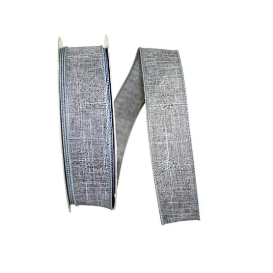 Reliant 1.5" x 50yd. Linen Wired Ribbon Gray {1}