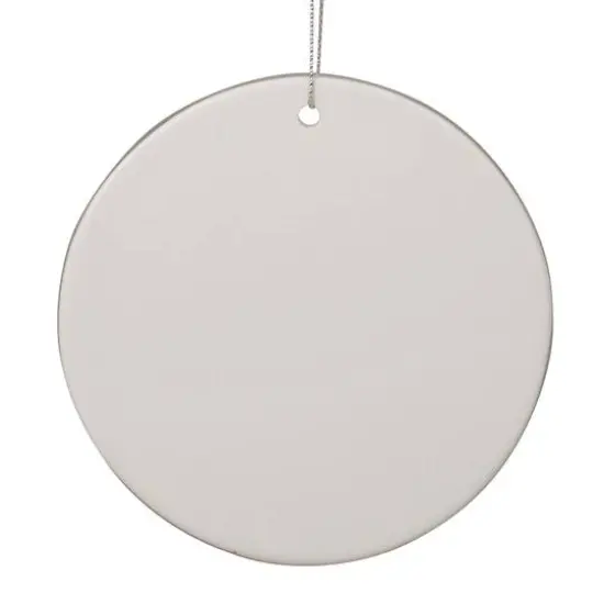 White & Silver Porcelain Arctic Fox Disc Ornament {5}