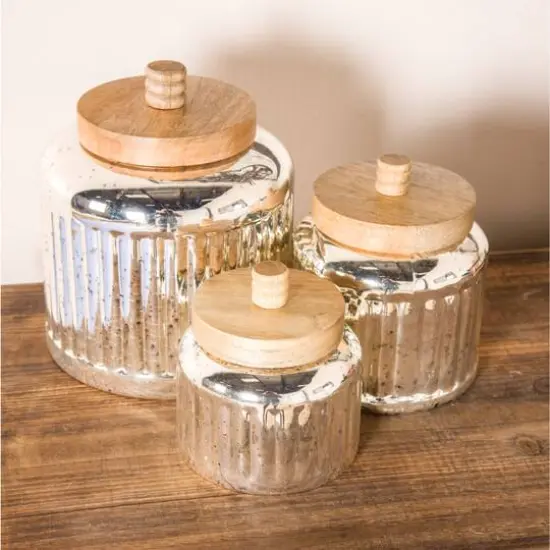 Silver Glass Farmhouse Decorative Jar Set {7}
