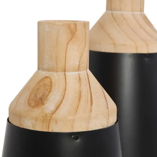 Black Wood Triangular Colorblock Vase Set {3}