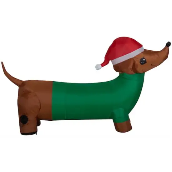 4ft. Airblown&reg; Inflatable Christmas Dachshund with Green Sweater {5}