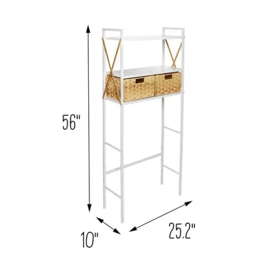 Honey Can Do 3-Tier White Decorative Over-the-Toilet Space Saver with Woven Baskets {8}