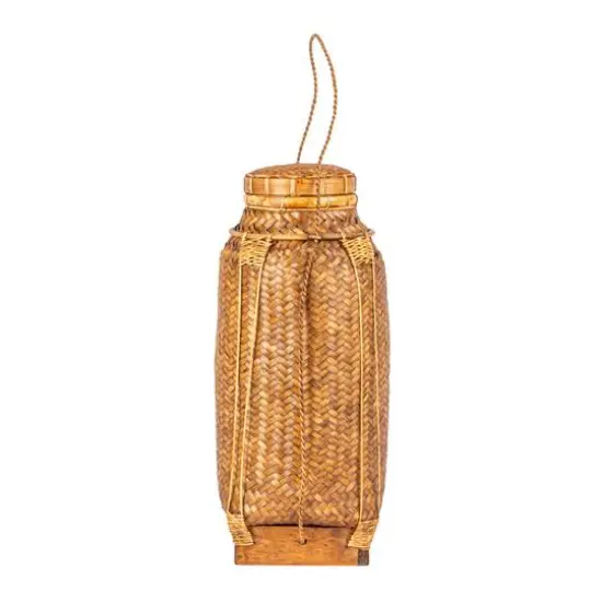 Hello Honey® 19" Natural Artisanal Bamboo & Rattan Lidded Container {8}