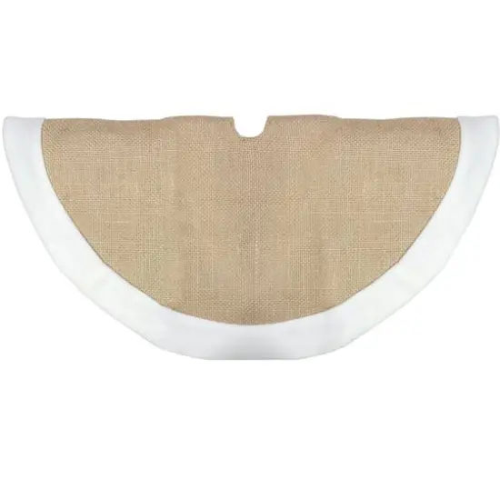 20" Burlap & White Fleece Trim Mini Tree Skirt {6}