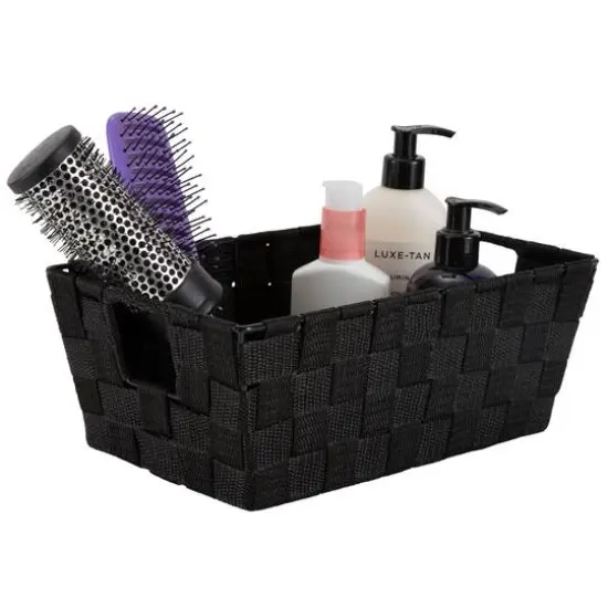 Simplify Small Black Woven Storage Shelf Baskets, 2ct. {9}