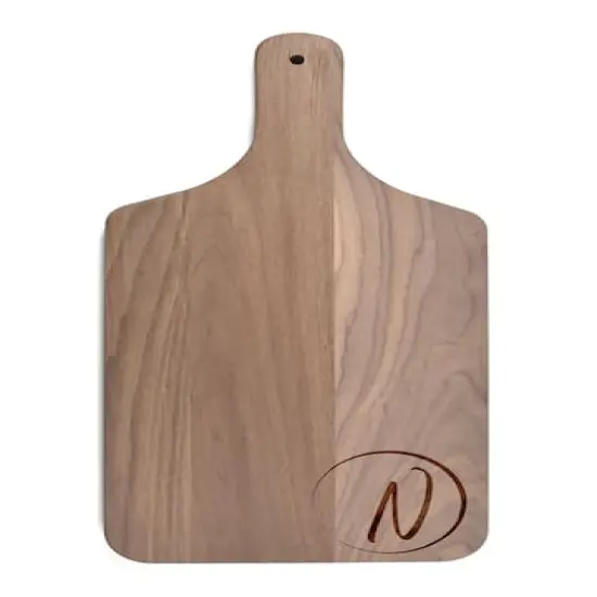 Circle Monogram Walnut Paddle Cutting Board N {1}