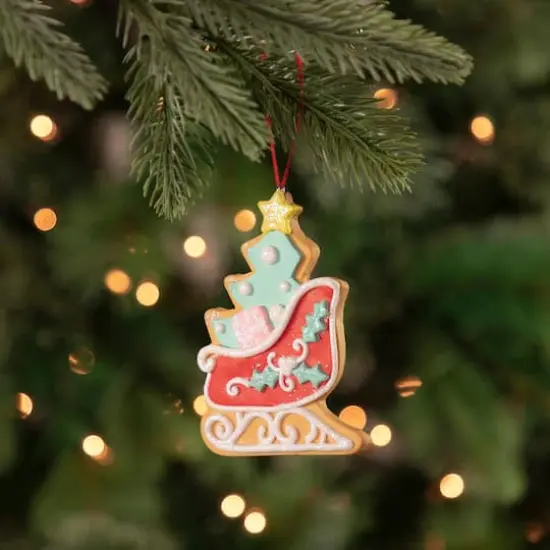 3.5" Glittered Sleigh Cookie Ornament {3}