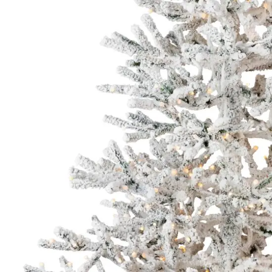 6.5ft. Pre-Lit Medium Flocked Garden IPT Artificial Christmas Tree, Warm White LED Lights {6}