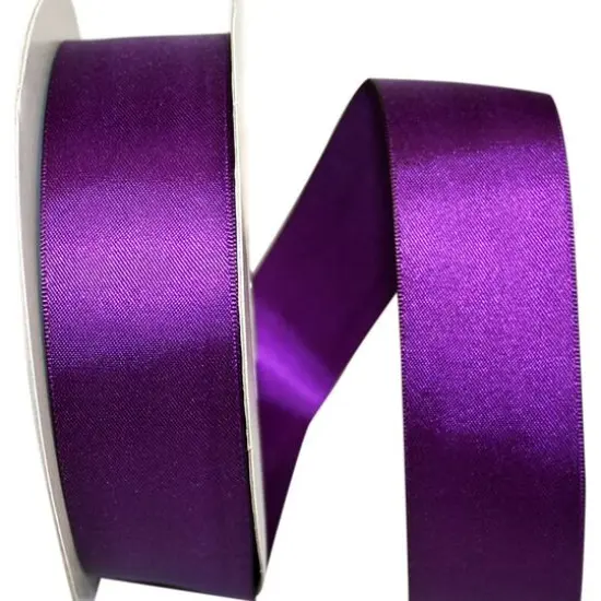 JAM Paper 1.5"x 50yd. Double Face Satin Ribbon Plum {1}