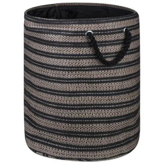 DII&reg; Large Black & Stone Striped Weave Round Paper Storage Basket {5}
