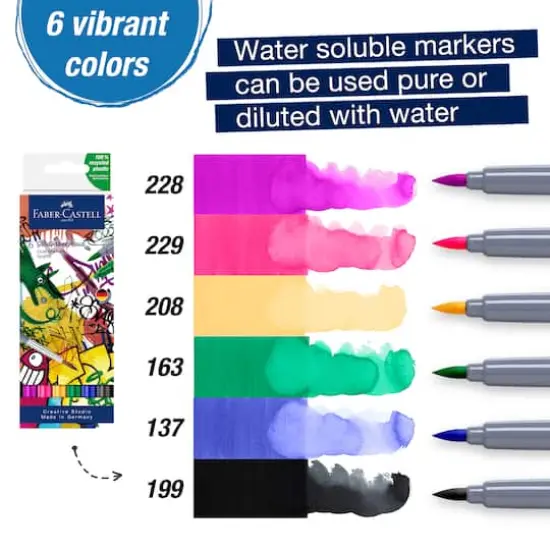 Faber-Castell&reg; Goldfaber Aqua 6 Color Graffiti Dual Tip Watercolor Marker Set {3}