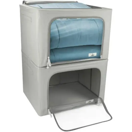 Sorbus Large Foldable & Stackable Storage Bags with Windows Set Gray {1}