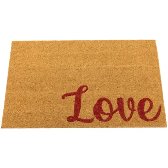 Red & Natural Love Natural Coir Outdoor Doormat {4}