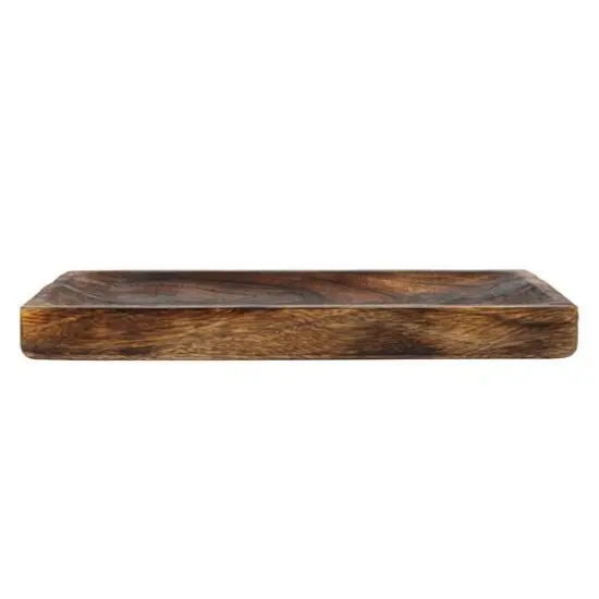 Hello Honey&reg; 15" Burnt Finish Hand-Carved Mango Wood Tray {6}