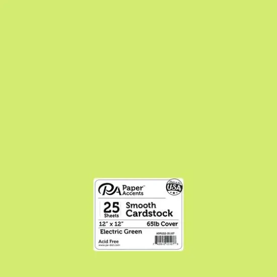 PA Paper&trade; Accents 12" x 12" 65lb. Smooth Cardstock, 25 Sheets Electric Green {1}
